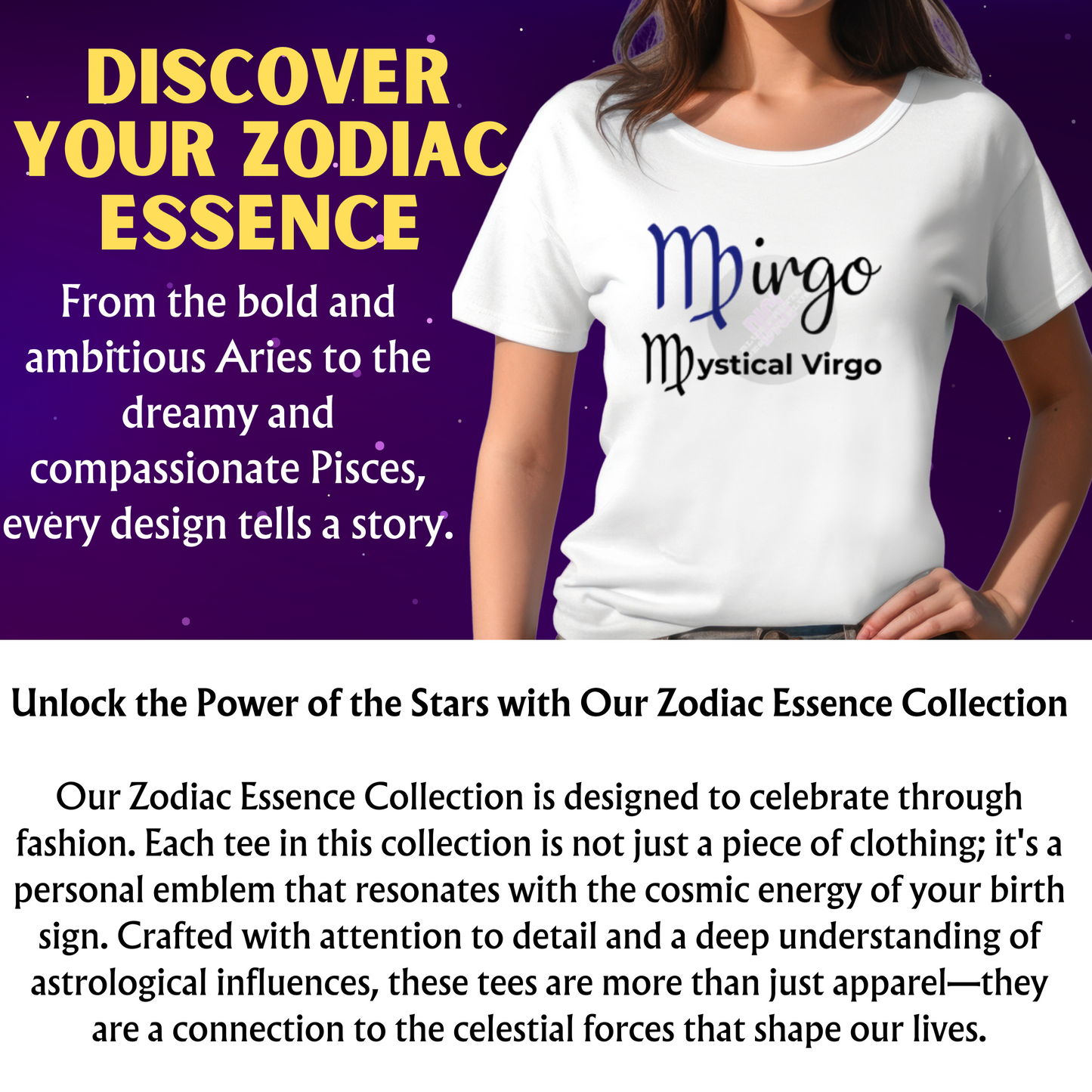 "Zodiac Essence Collection: Custom Tees for Every Star Sign"